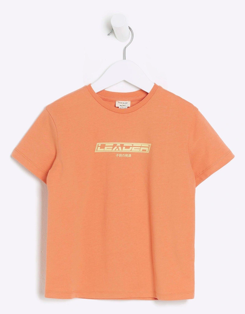 Mini Mini Boys Graphic Print T-Shirt - Orange