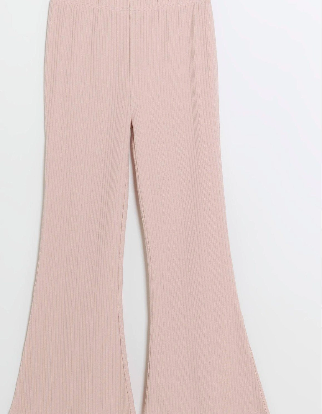 Girls Rib Flared Trousers - Pink, 5 of 4