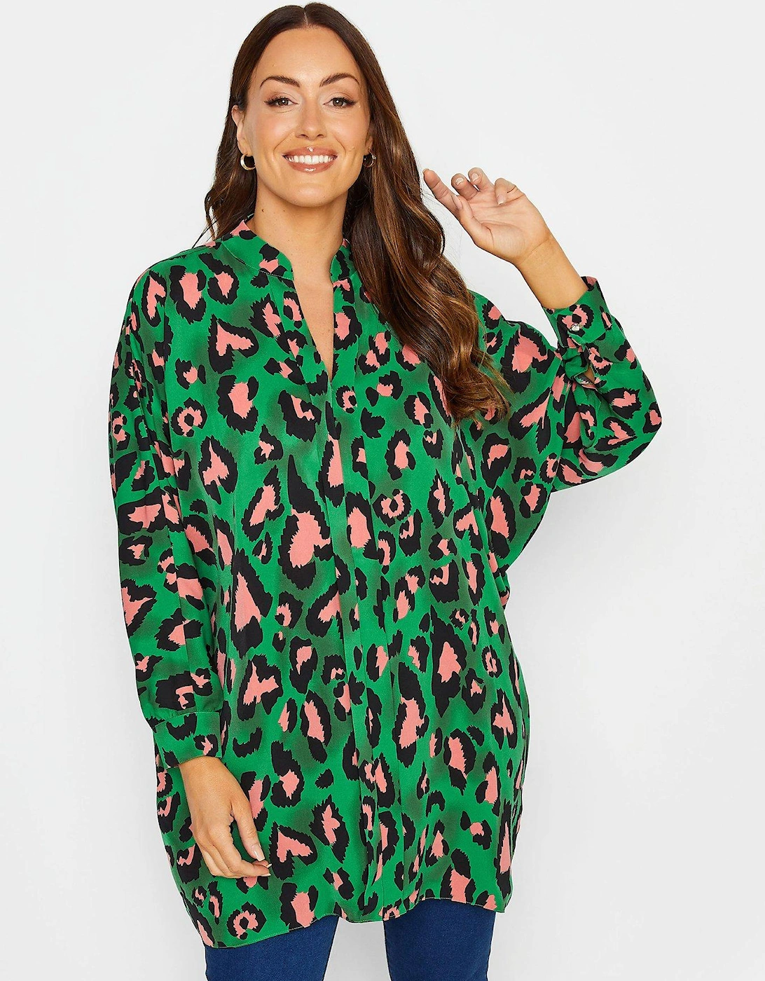 Longline Batwing Blouse - Green, 2 of 1