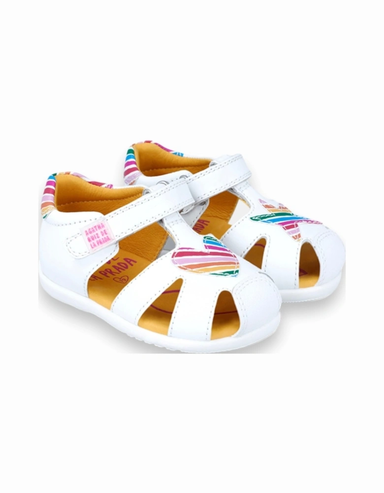 White Multi Closed Toe Sandals