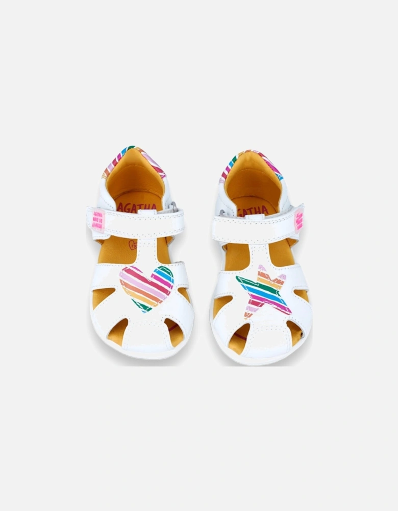 White Multi Closed Toe Sandals