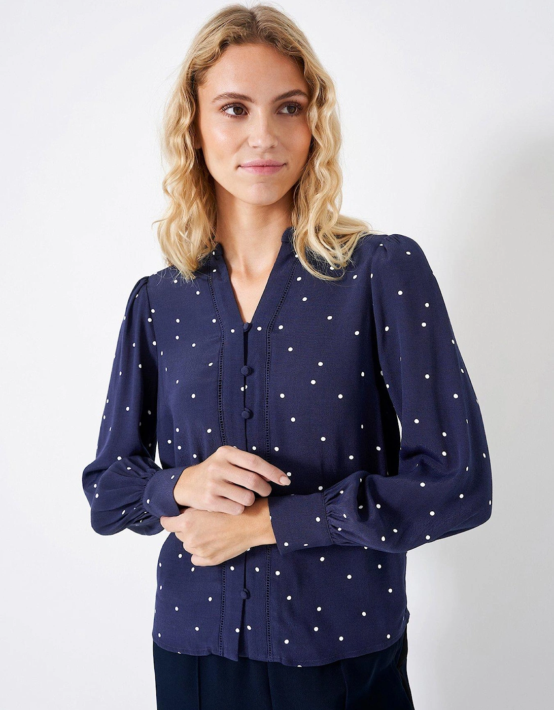 Anais Ladder Lace Blouse - Navy, 2 of 1