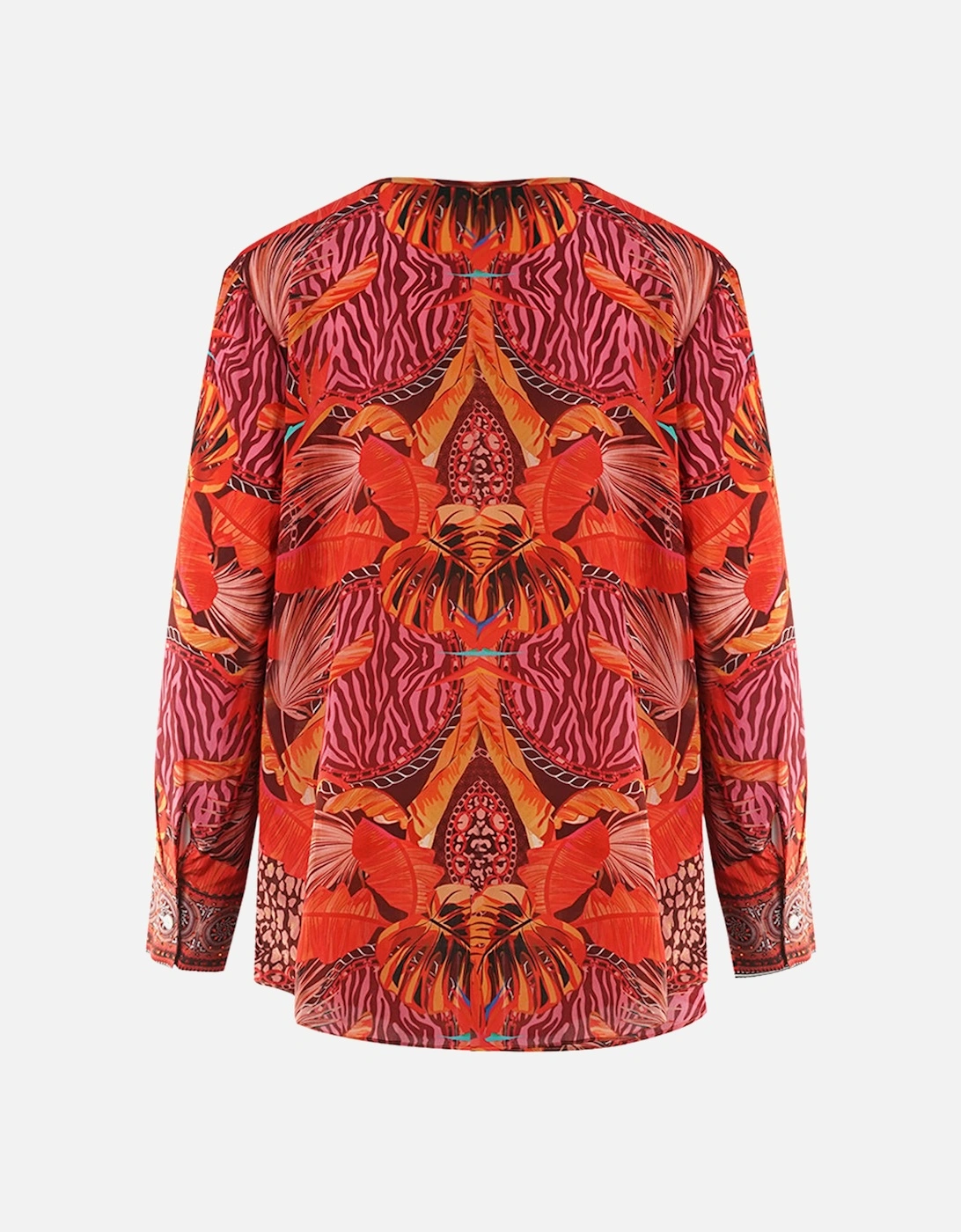 Congo Rainforest 1202115 Long Sleeve Red Silk Fish Top