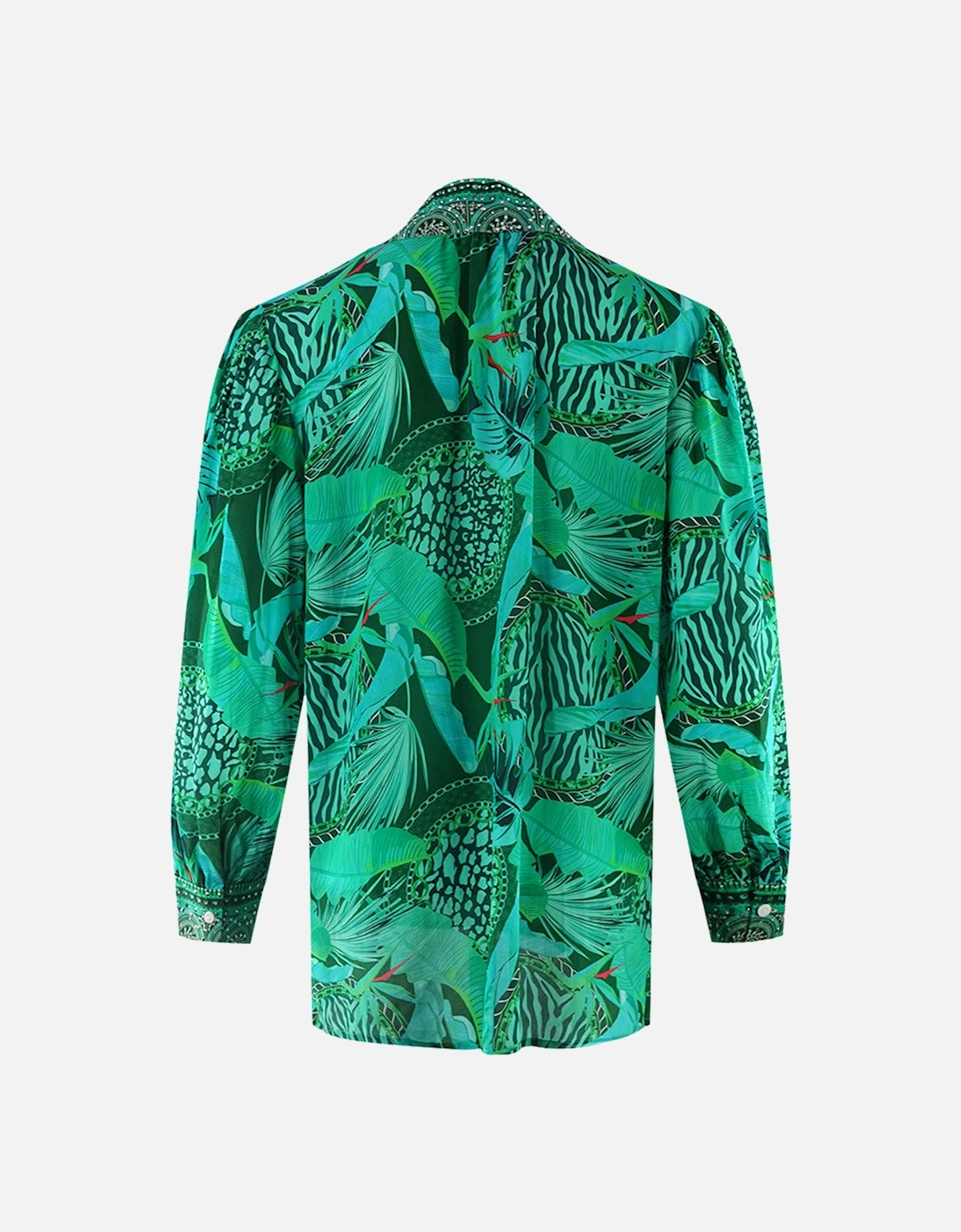 Valdivian Rainforest 1202114 Green Long Sleeve Blouse Silk Shirt