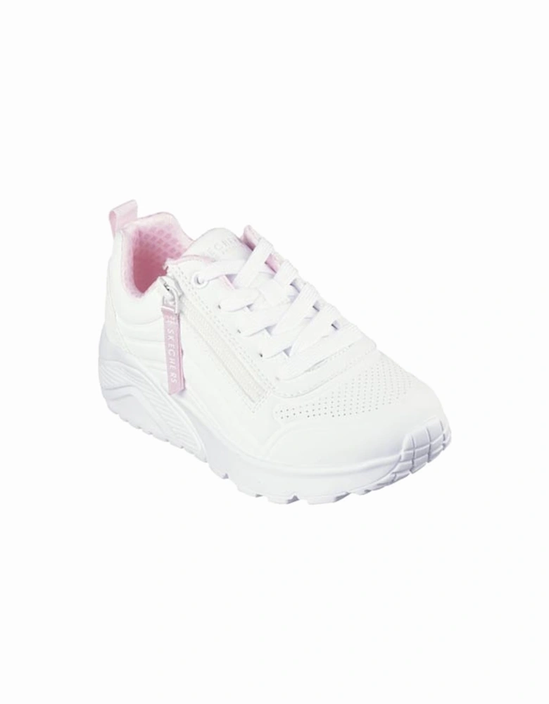 Girl's Uno Lite Easy Zip Lace Up Sneaker White