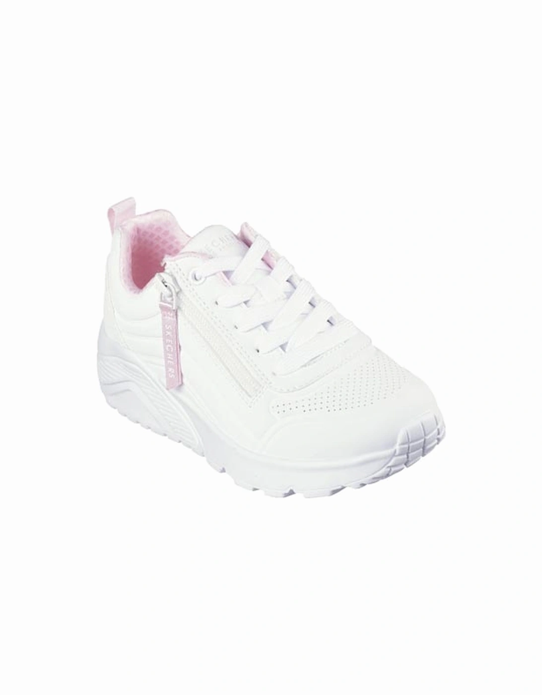 Girl's Uno Lite Easy Zip Lace Up Sneaker White, 6 of 5