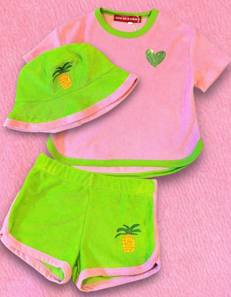 Pink + Green Towelling Short Set