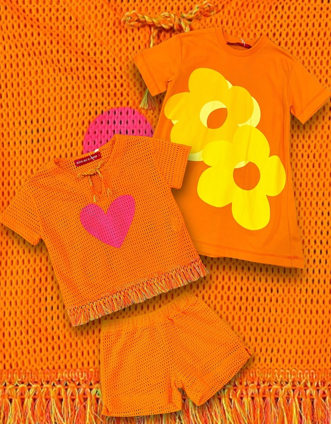 Orange Crochet Short Set