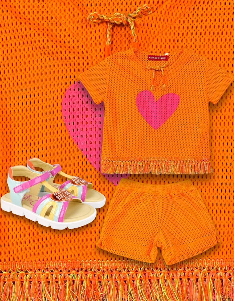 Orange Crochet Short Set