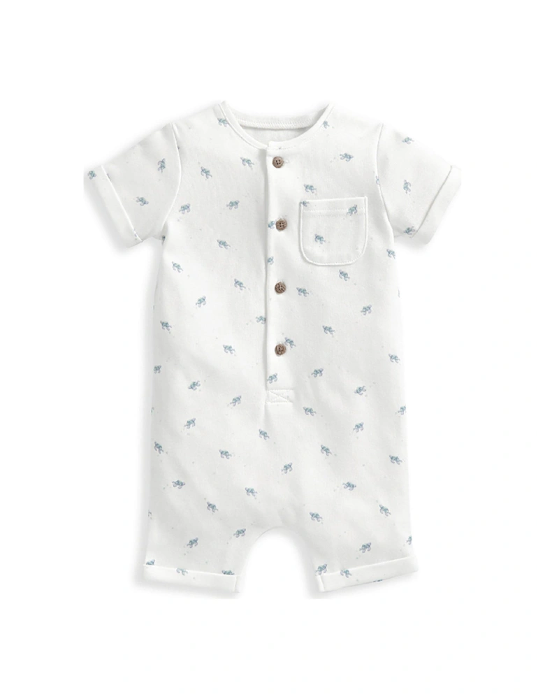 Baby Boys Turtle Shortie Romper - White