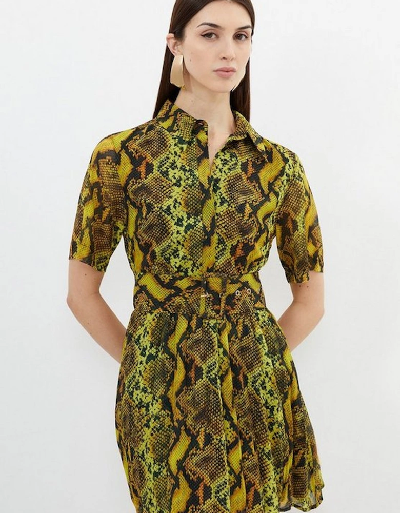 Petite Snake Print Georgette Woven Shirt Mini Dress