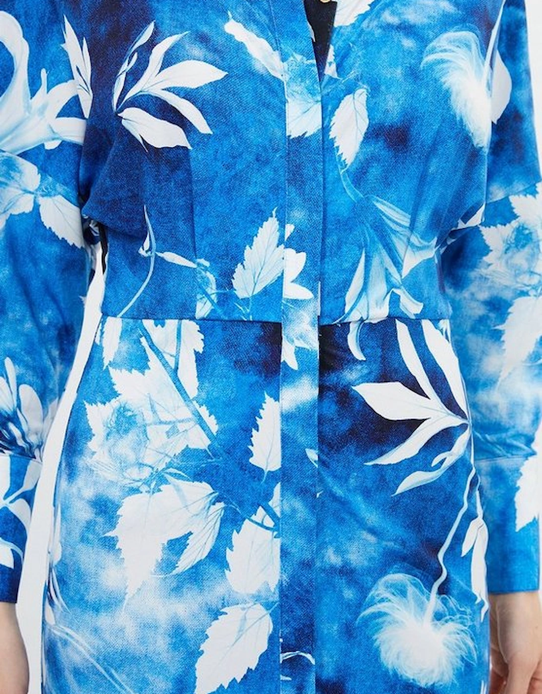Pressed Floral Print Jersey Crepe Maxi Shirt Dress