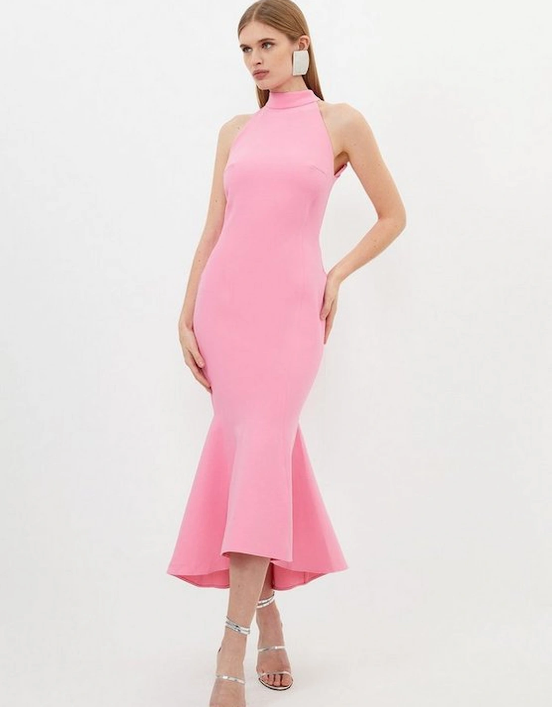 Compact Stretch Tailored High Low Midi Dress, 5 of 4