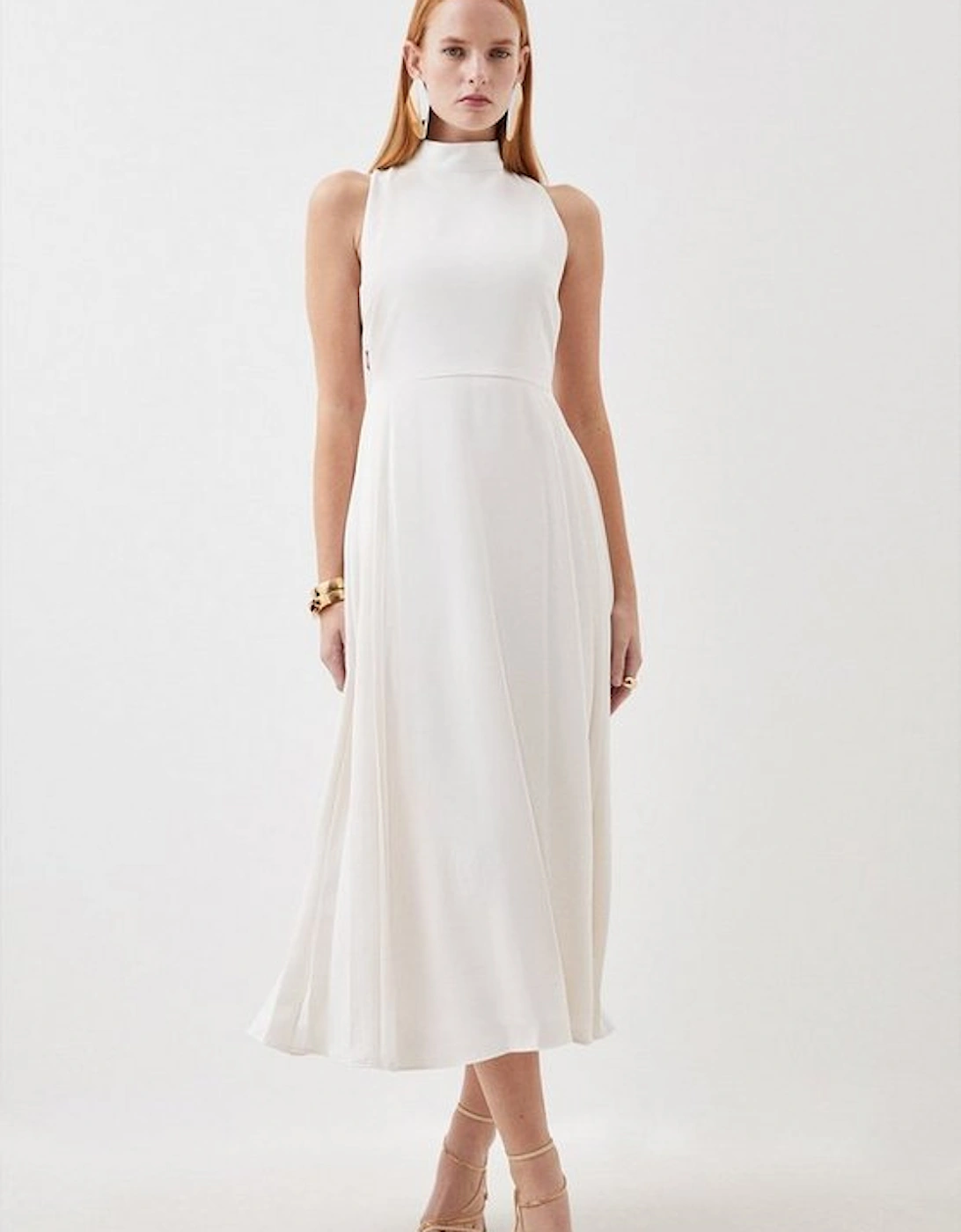 Tall Soft Tailored Pleated Panel Midaxi Dress, 4 of 3