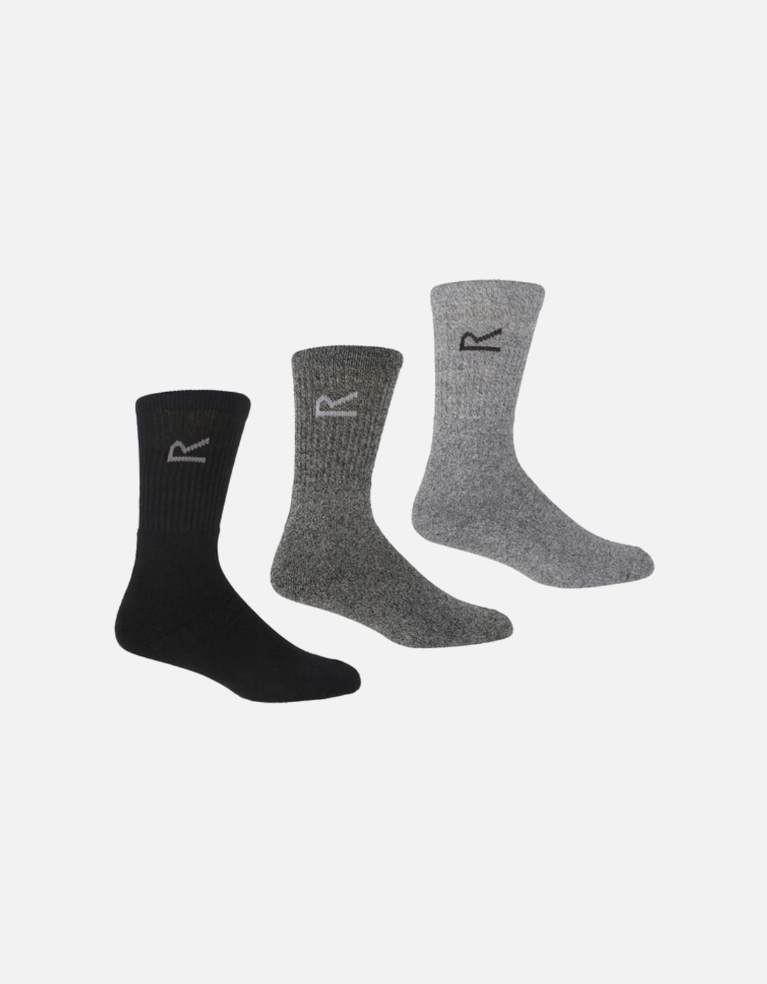 3 Pack Walking Crew Length Socks - Grey/Black 6-11 UK, 3 of 2