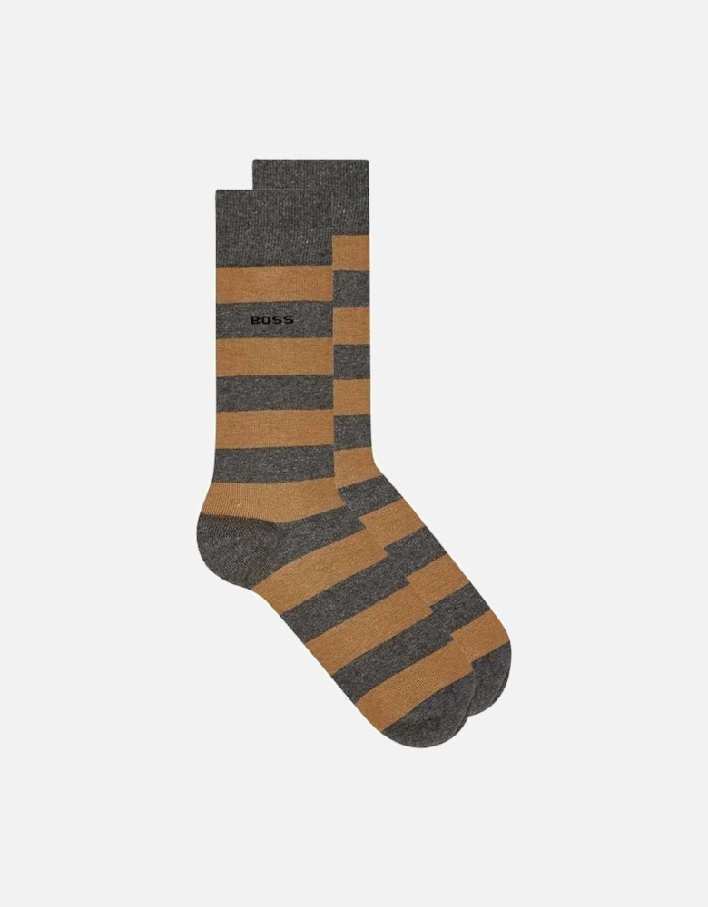 Boss 2pack Rs Blockstripe Colour Socks Medium Beige