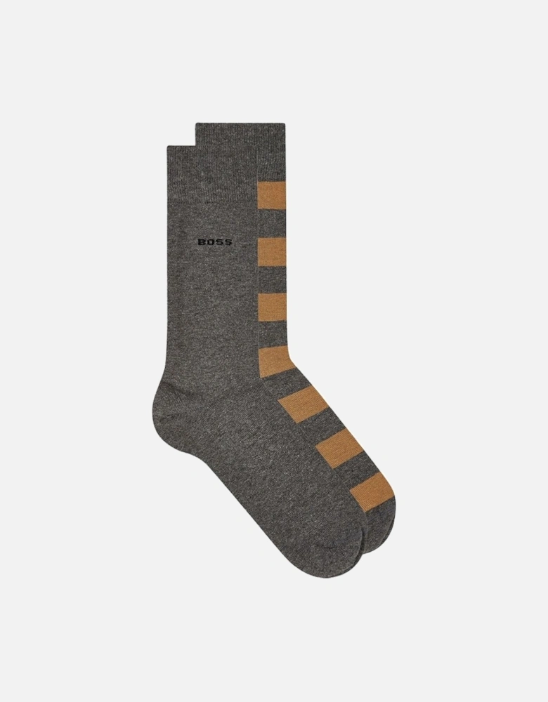 Boss 2pack Rs Blockstripe Colour Socks Medium Beige