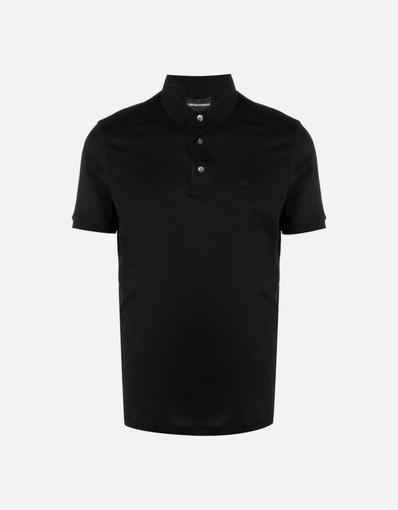 Stretch Cotton Polo Shirt Black