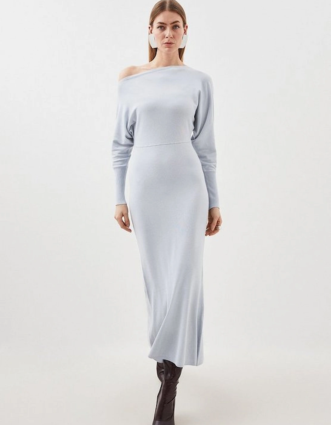 Viscose Blend Asymmetric Knitted Midiaxi Dress, 5 of 4