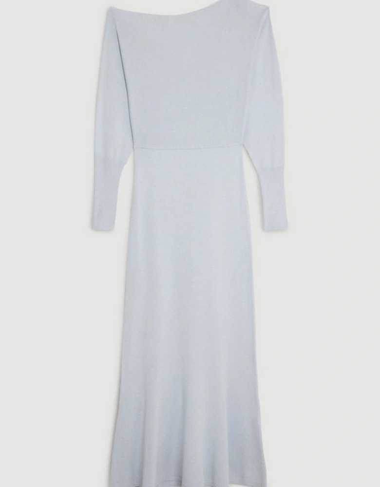 Viscose Blend Asymmetric Knitted Midiaxi Dress