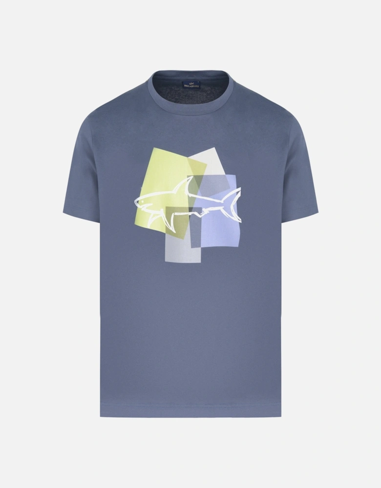 Cotton Shark Print T-shirt Blue