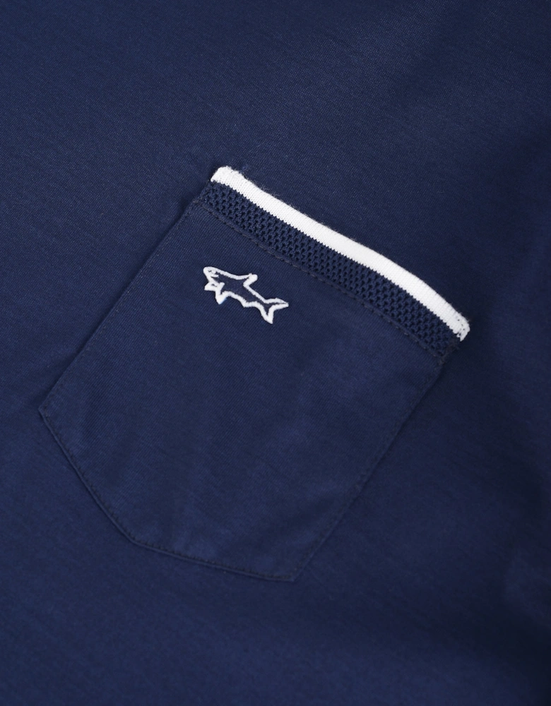 Cotton Jersey T-shirt Shark Badge Navy