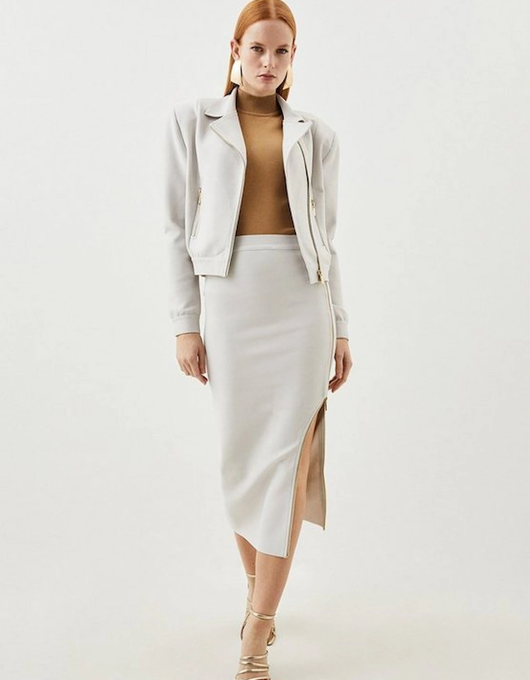 Figure Form Bandage Zip Detail Knit Midi Skirt, 5 of 4