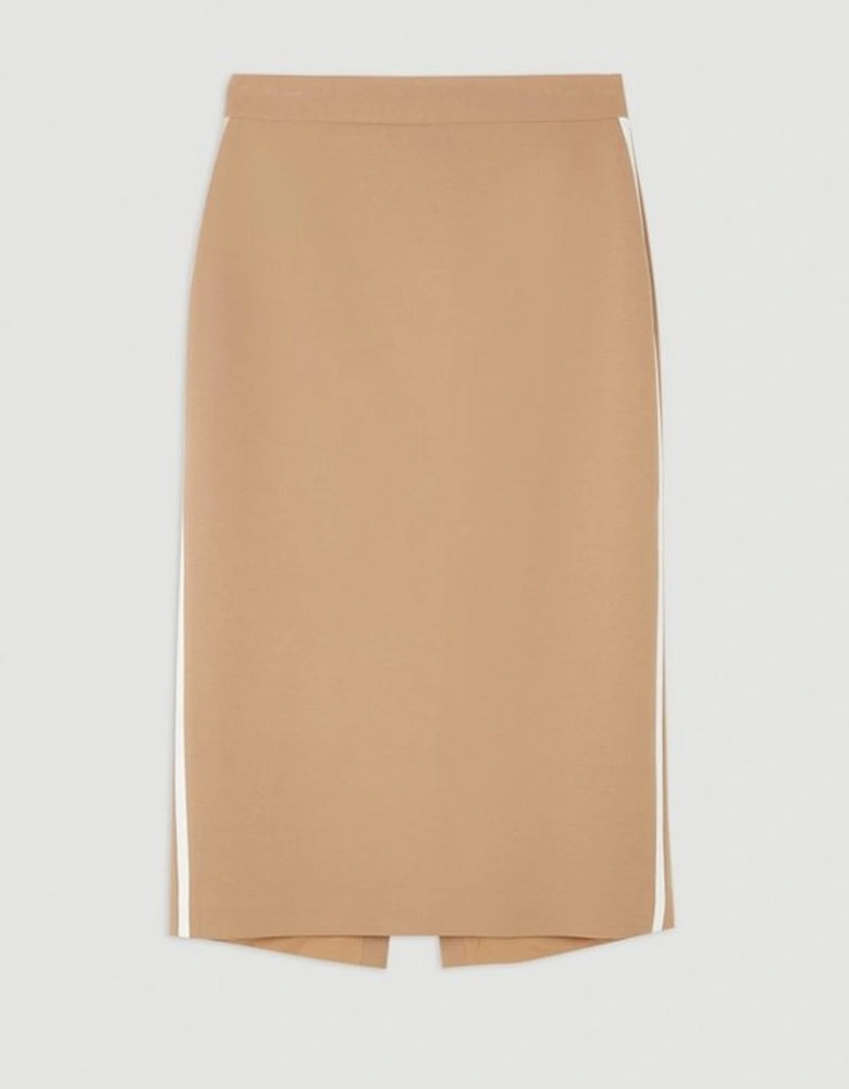 Compact Stretch Contrast Panel Tailored Maxi Pencil Skirt