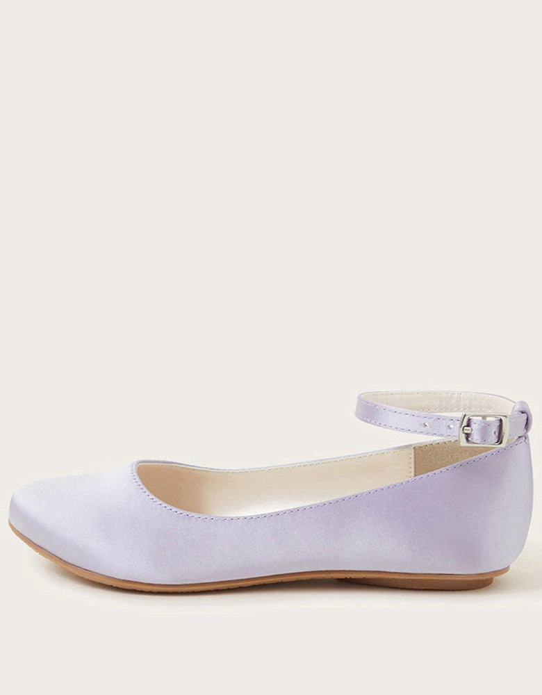 Girls Satin Ballerina Shoes - Lilac
