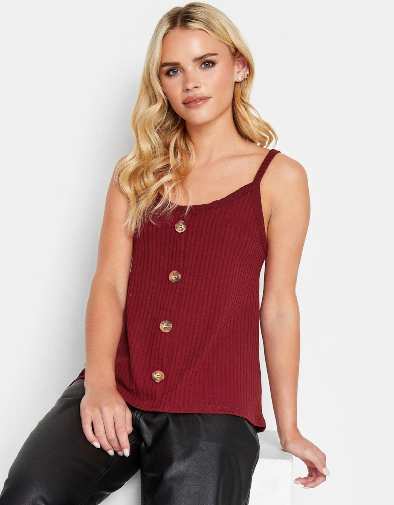 Button Down Cami Vest Top - Red