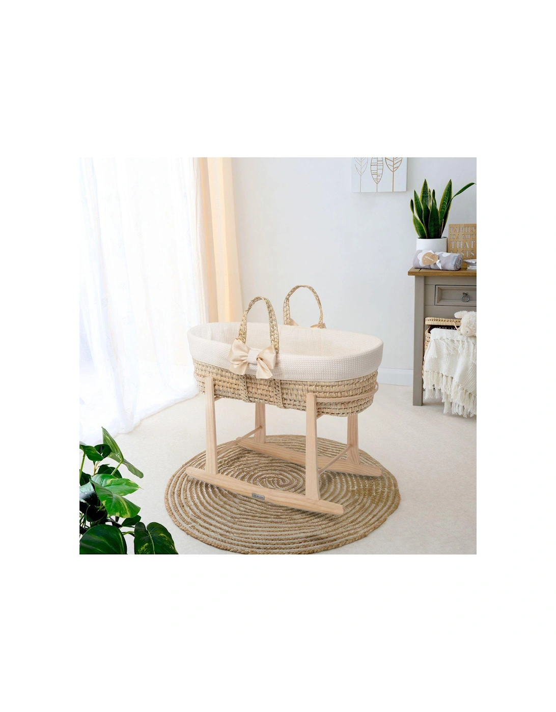 Chelsea Palm Moses Basket - With Natural Rocking Stand, 2 of 1