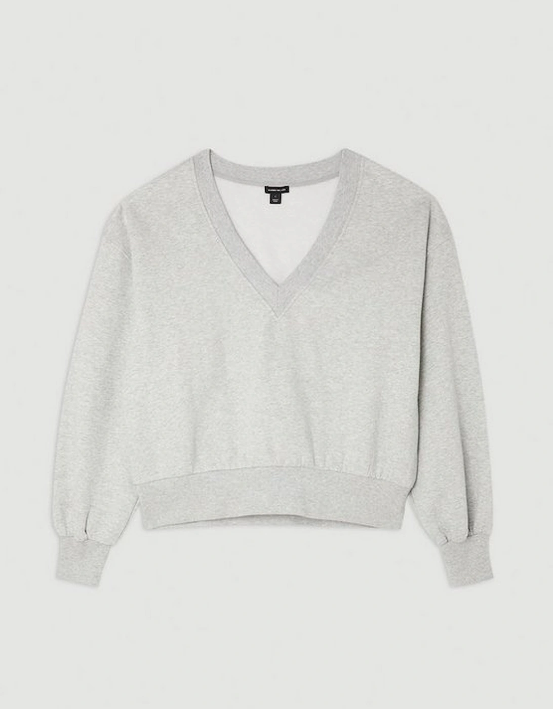 Cotton Fleece Jersey V Neck Sweatshirt