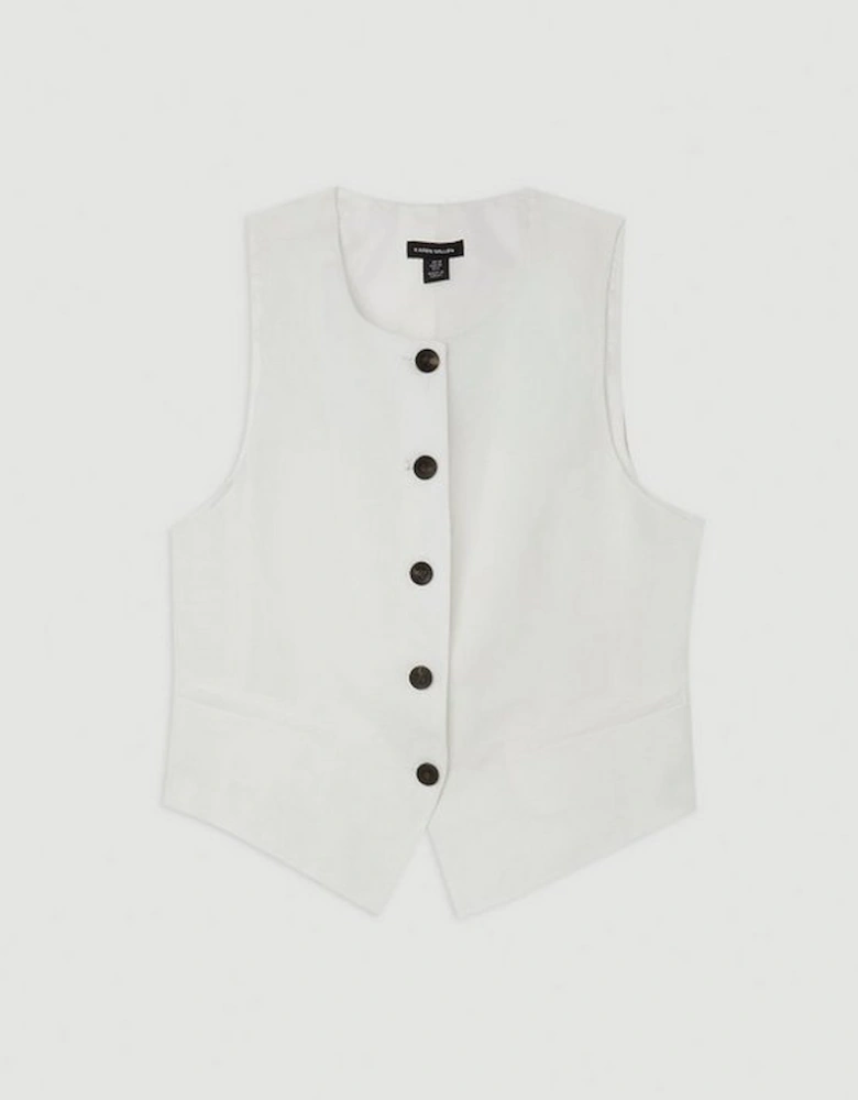 Premium Linen Viscose Tailored Button Through Waistcoat