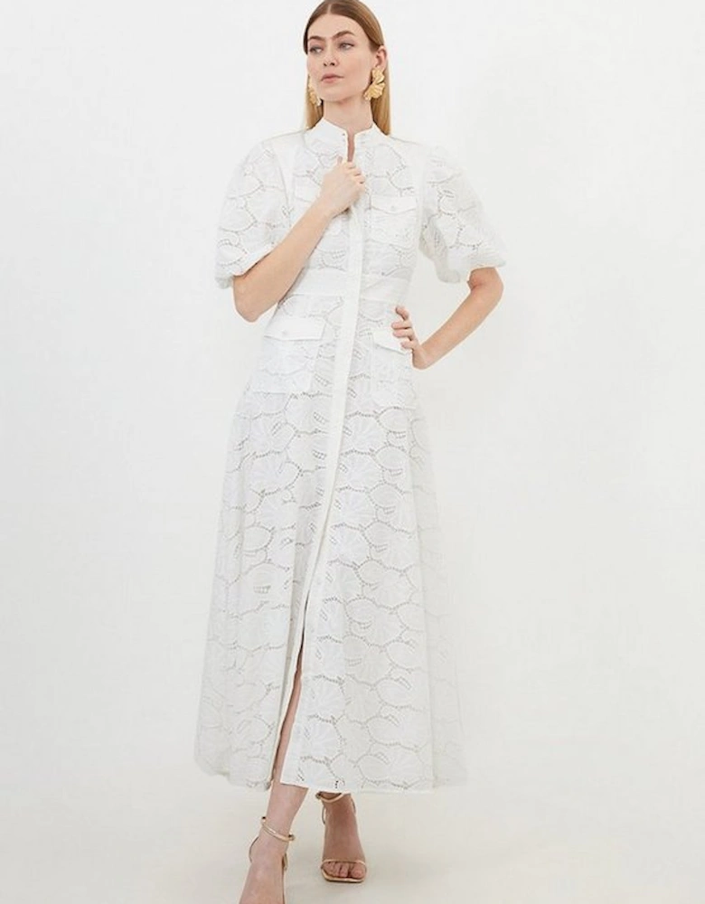 Petite Cotton Cutwork Woven Maxi Dress