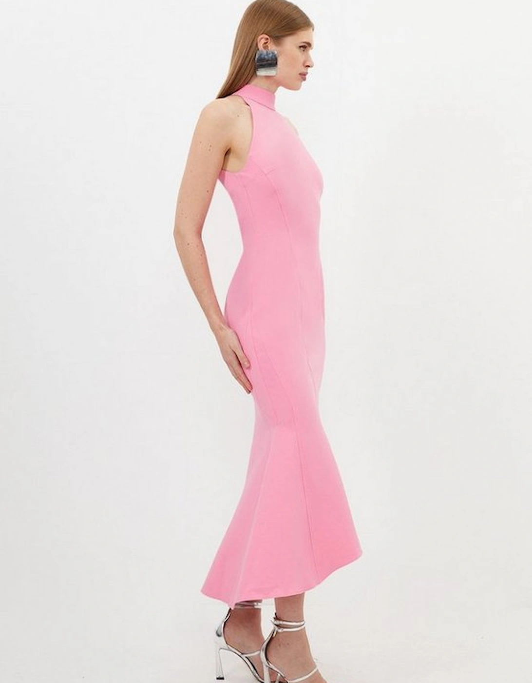 Petite Compact Stretch Tailored High Low Midi Dress