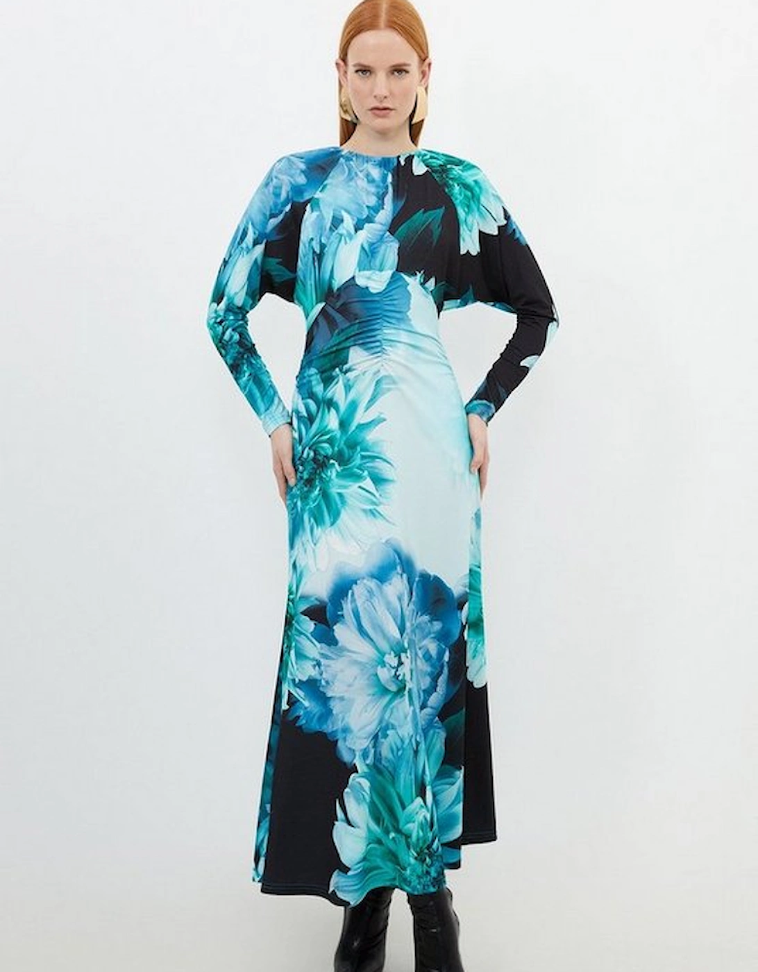 Photographic Floral Jersey Batwing Sleeve Maxi Dress, 5 of 4