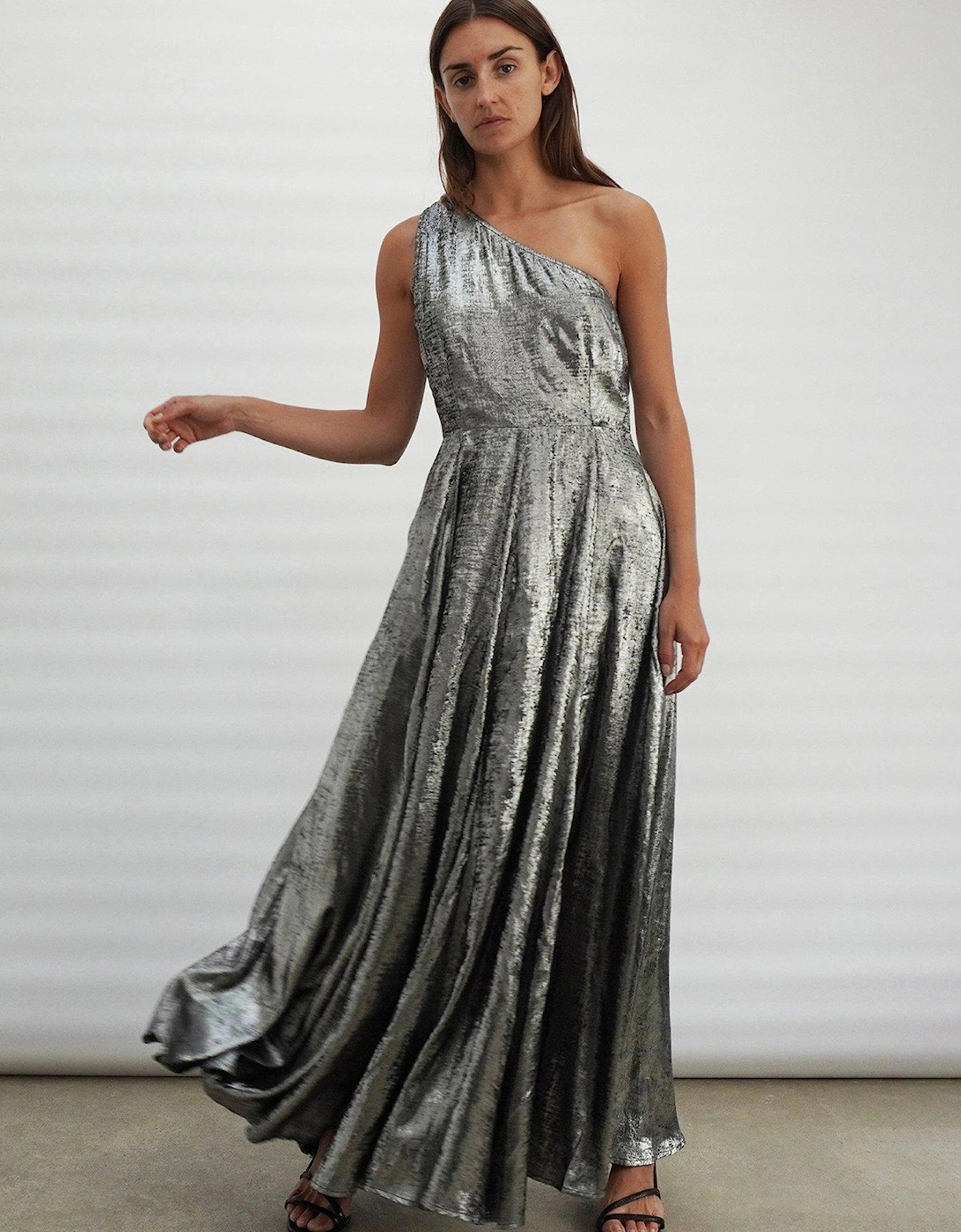 One Shoulder Maxi Dress - Silver, 3 of 2