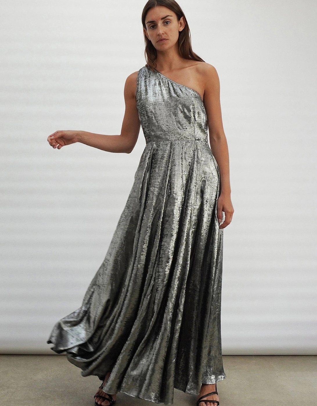 One Shoulder Maxi Dress - Silver, 2 of 1