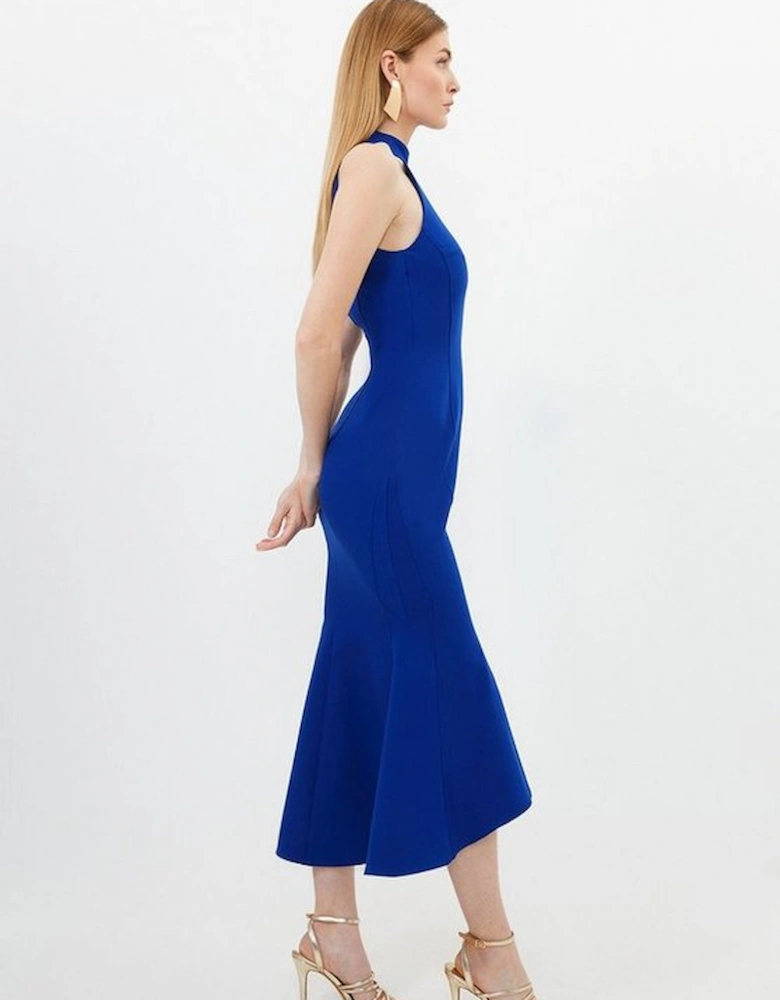 Compact Stretch Tailored High Low Midi Dress