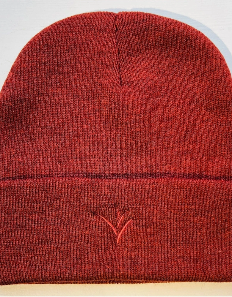 Meeks Recycled Beanie Hat in brick red