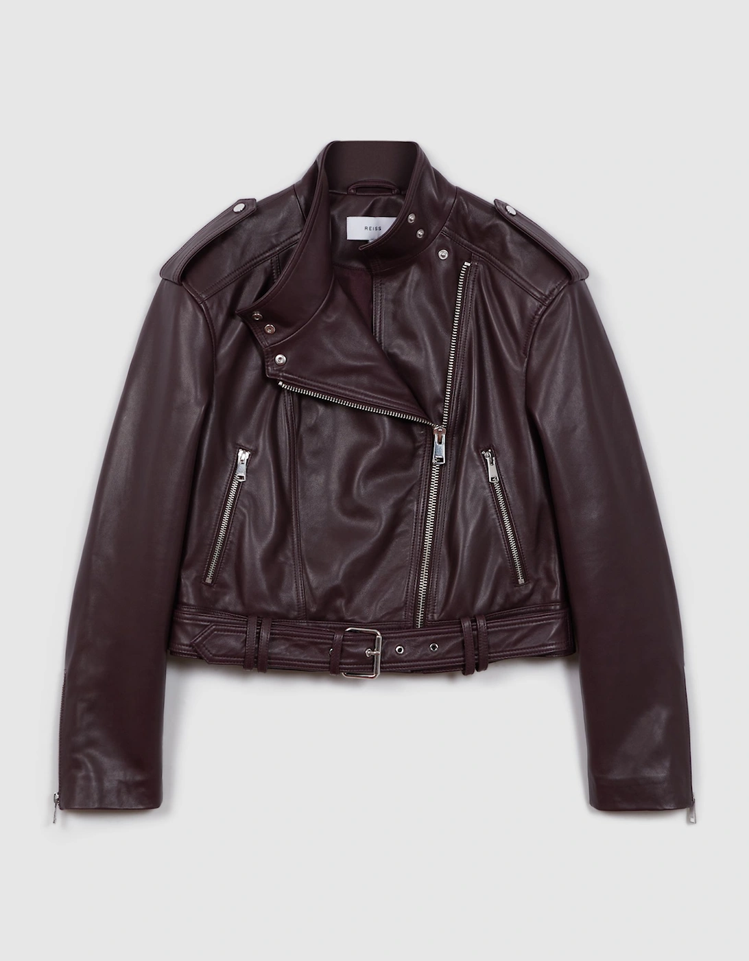 Cropped Leather Biker Jacket, 2 of 1