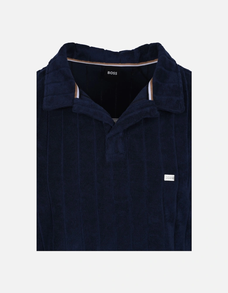 Boss Toweling Polo Shirt Navy