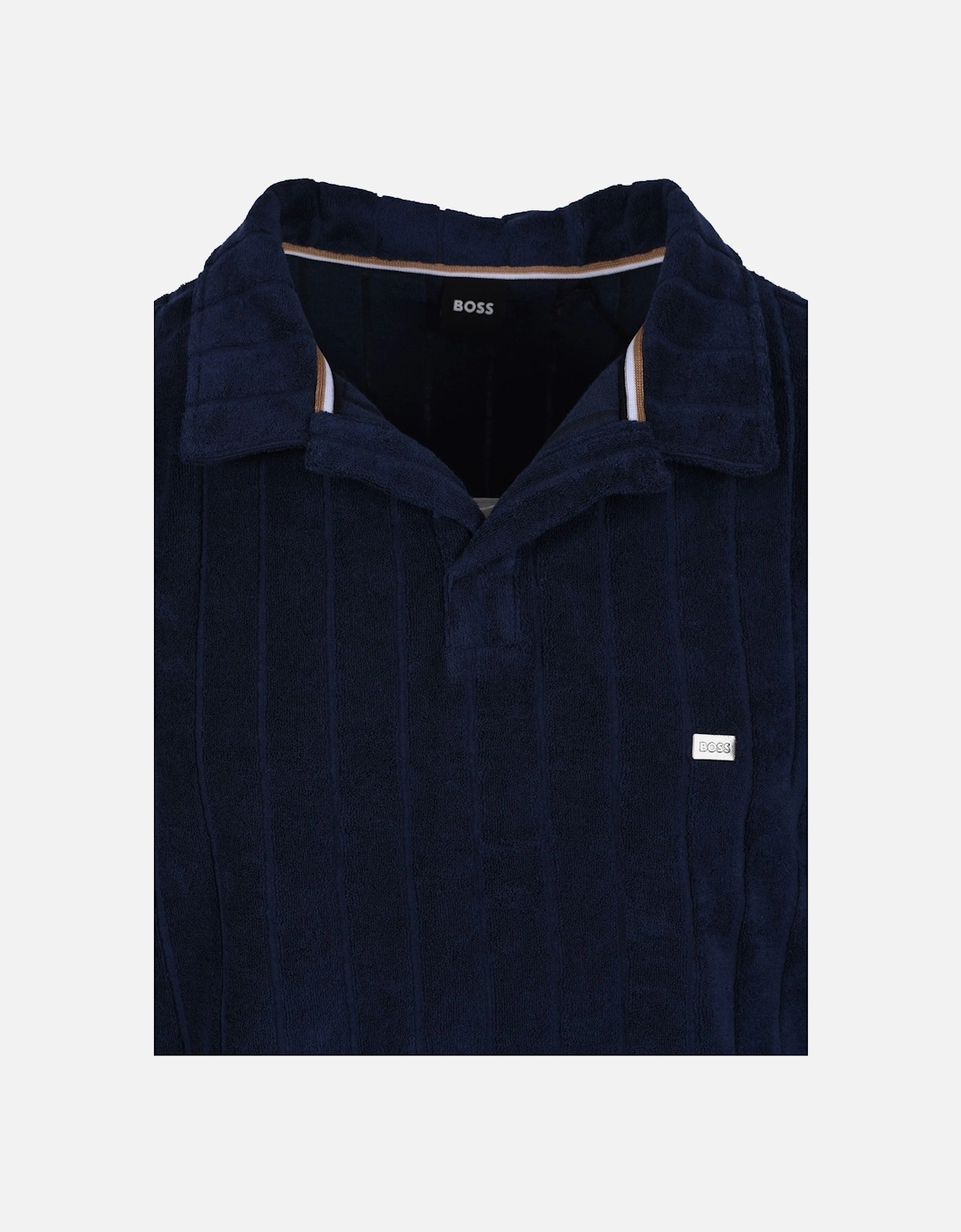 Boss Toweling Polo Shirt Navy