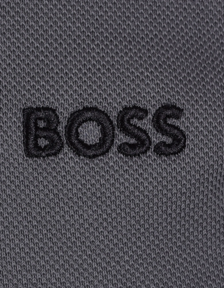 Boss Plisy Long Sleeved Polo Shirt Medium Grey