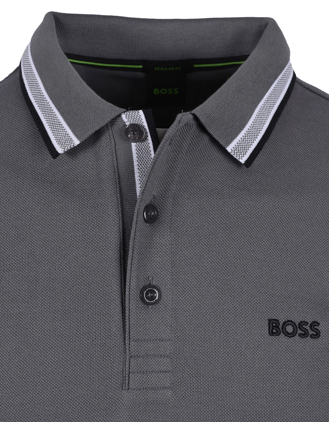 Boss Plisy Long Sleeved Polo Shirt Medium Grey