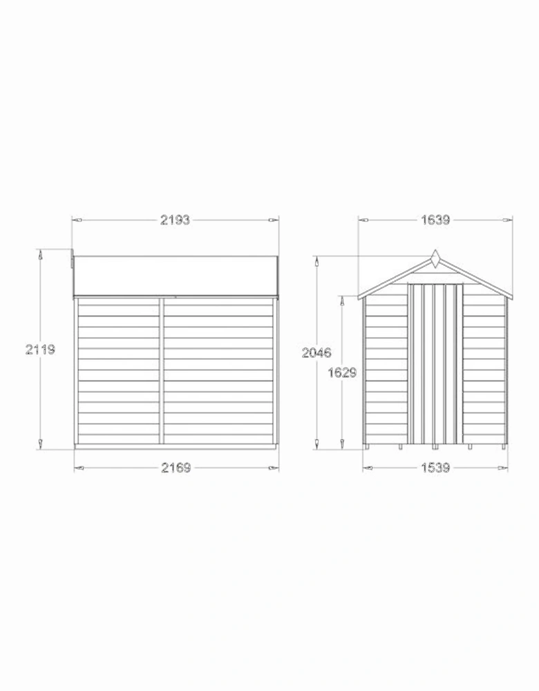 Garden 4LIFE Apex Shed 5x7 - Single Door - No Window