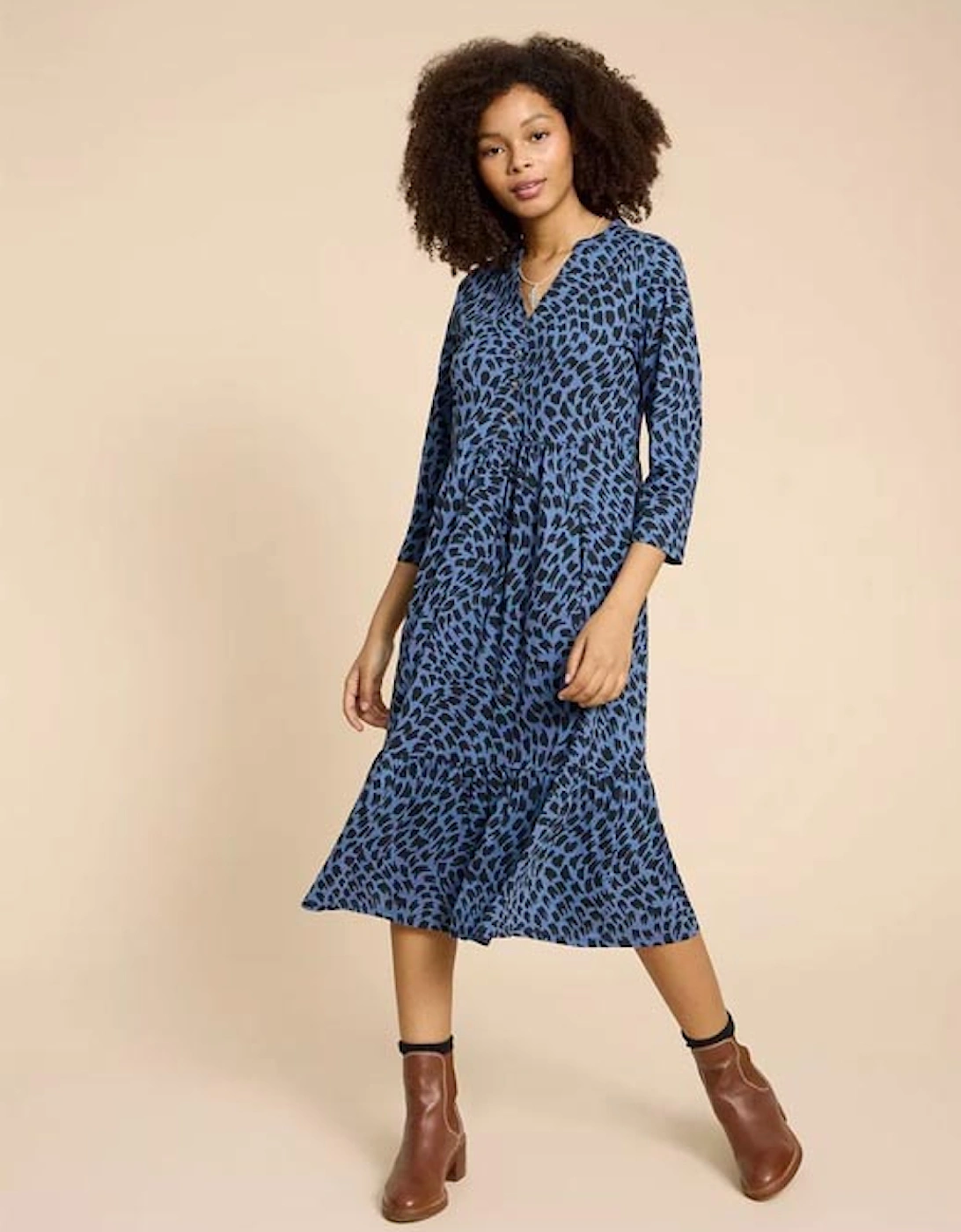 Petite Women's Naya Jersey Dress Blue Print, 8 of 7