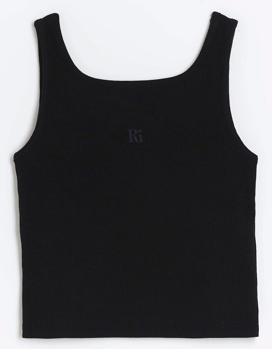 Girls Rib Embroidered Logo Crop Vest - Black, 2 of 1