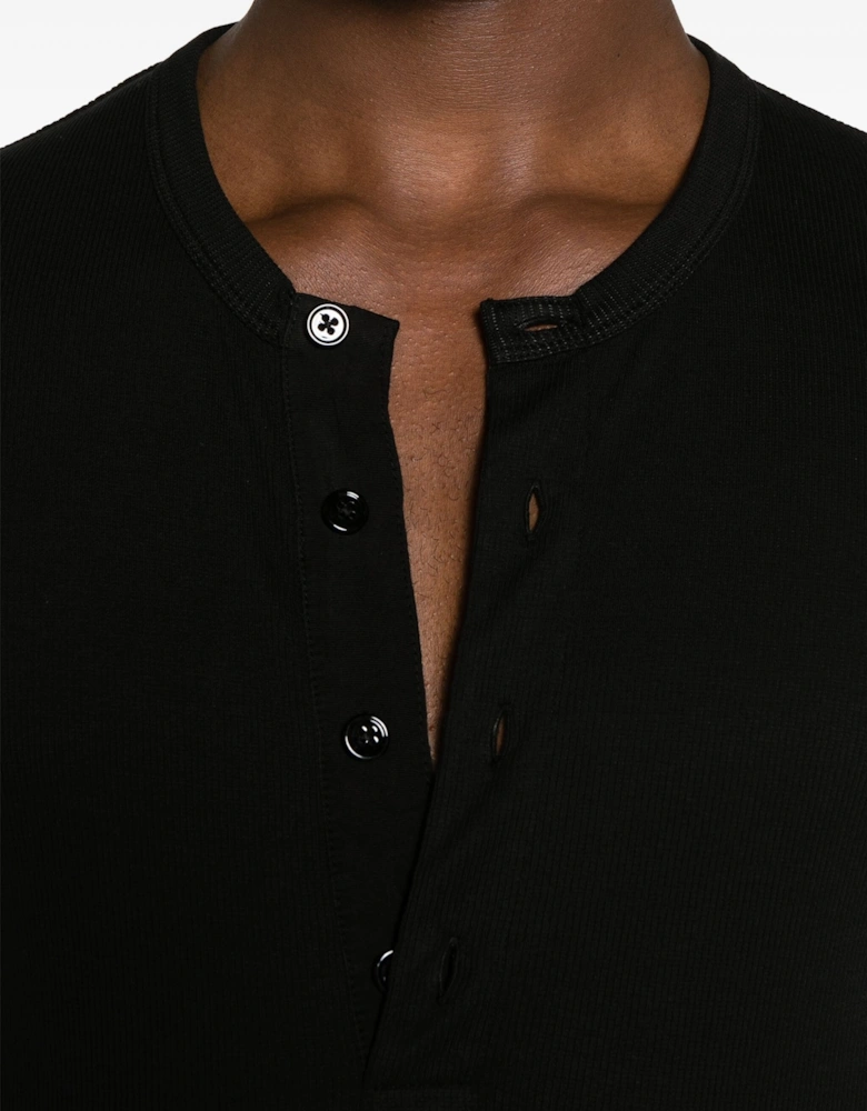 Lyocell SS Rib Henley Black