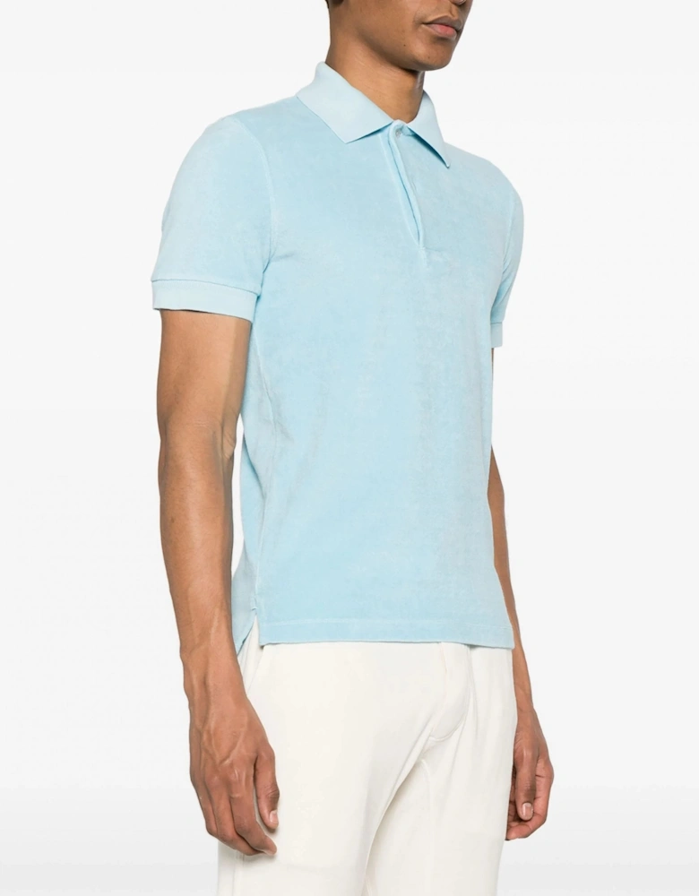 Towelling SS Polo Shirt Blue